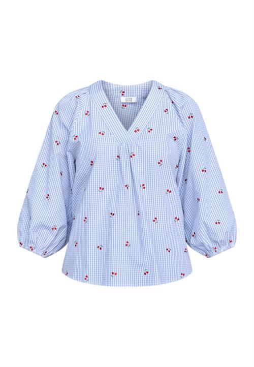 LOVE & DIVINE BLUSE, LOVE1597-1, BLUE CHECK/CHERRY